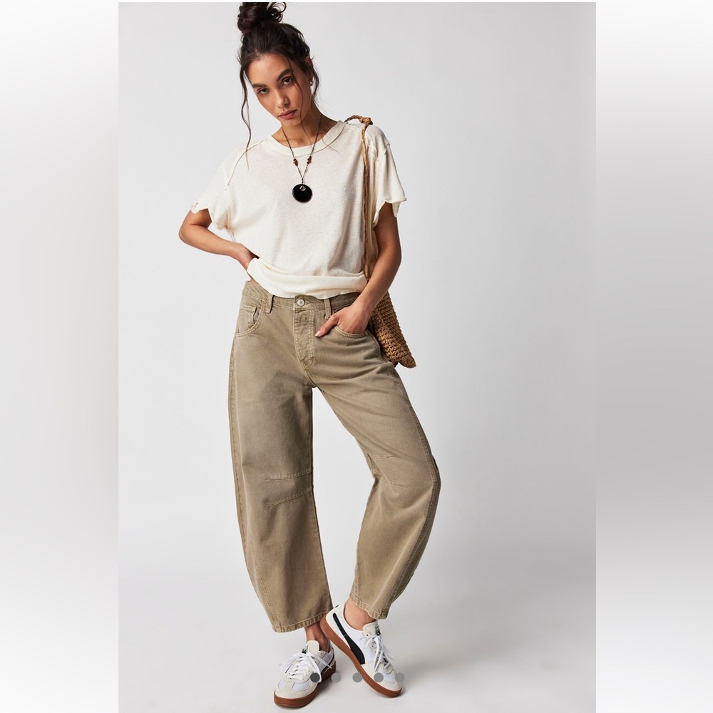 We The Free High-Rise Wide Leg Jeans in Khaki